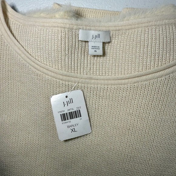 J Jill Cream Textured Sweater Fuzzy Bell Sleeve XL Coastal Grandmother Cozy - Picture 6 of 10